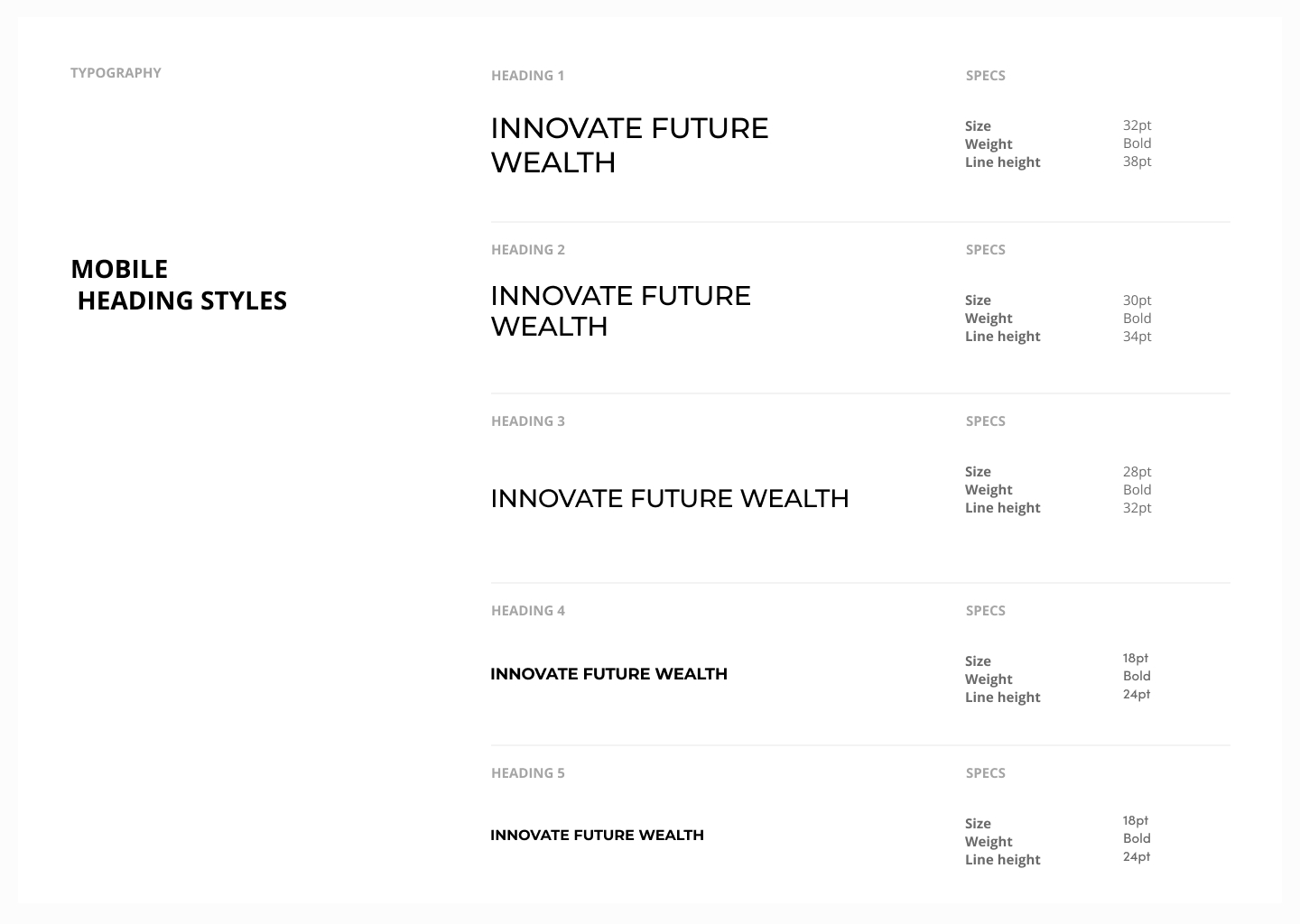 Typography – Mobile Heading Styles